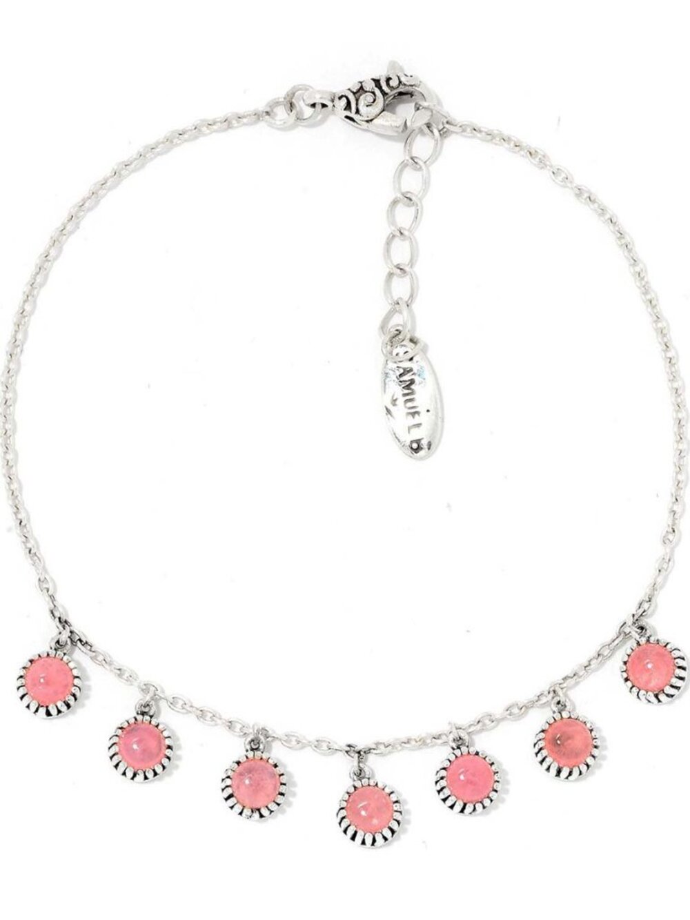 SAMUEL B. Pink Rhodochrosite and Sterling Silver Station Bracelet